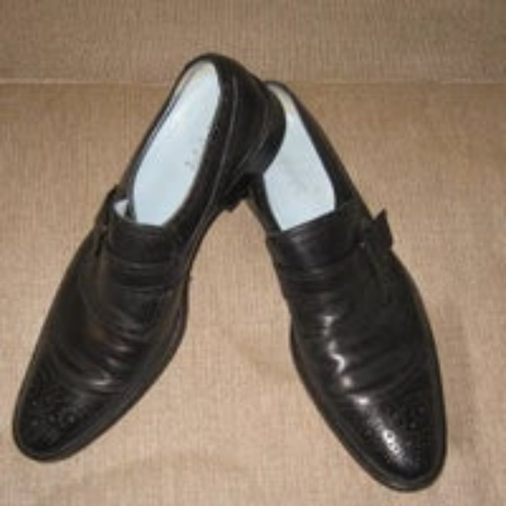 ❤️Amazing!! MENS LAMBERTSON TRUEX BLACK BUCKLE SLIP ON LOAFERS SHOES SZ 12